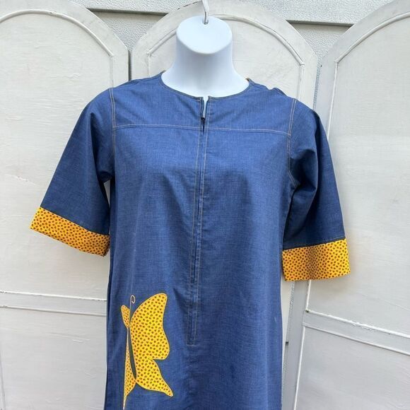🍎 Models Coat Vintage Blue Denim Dress Butterflies (AA4) - Picture 2 of 8